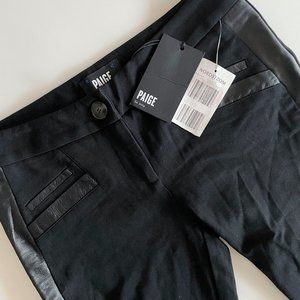 Paige Lucia Black Ponte Pants 25 Leather Trim